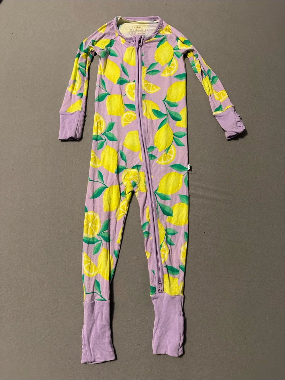 Little Sleepies Purple Lemon Print Footie Pajamas